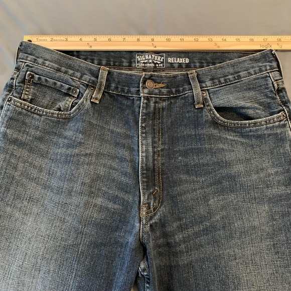 Signature By Levi Strauss & Co Jeans Mens 36x32 Blue Relaxed Straight Denim - Picture 5 of 11